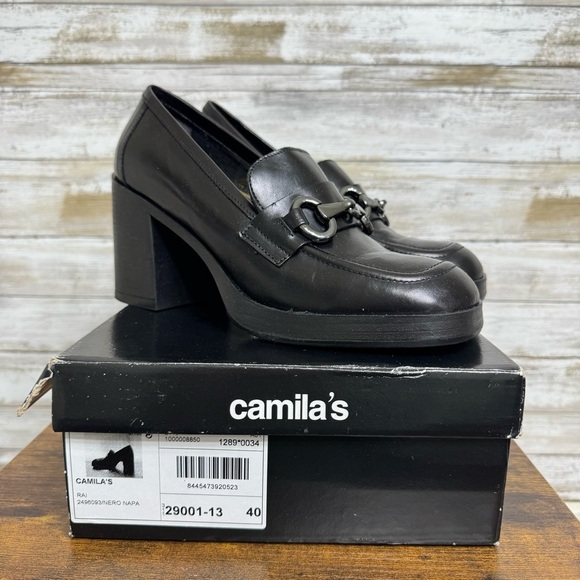 Camilla Rai Platform Black High Heel Loafers Shoes Heels Women’s size 40 | 9 - Picture 1 of 10